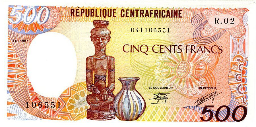 P 14c Central African Republic 500 Francs Year 1987